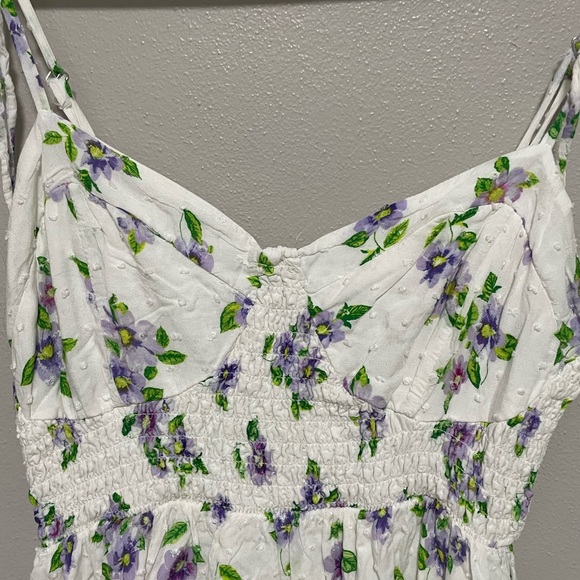 Wild Fable White Dress with Purple and Green Floral size medium - Picture 2 of 6